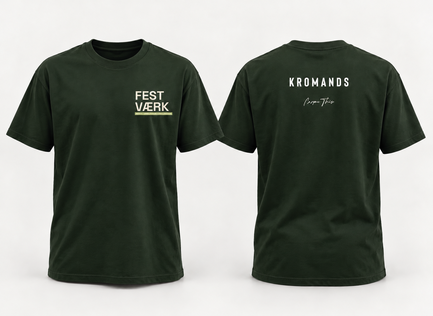 FESTVÆRK frivillig-t-shirt, forside og bagside